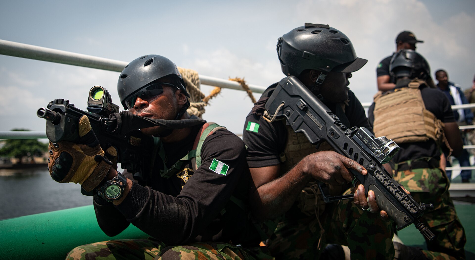 Nigerian Navy personnel with Tavor-type bullpups, Obangame Express 2023