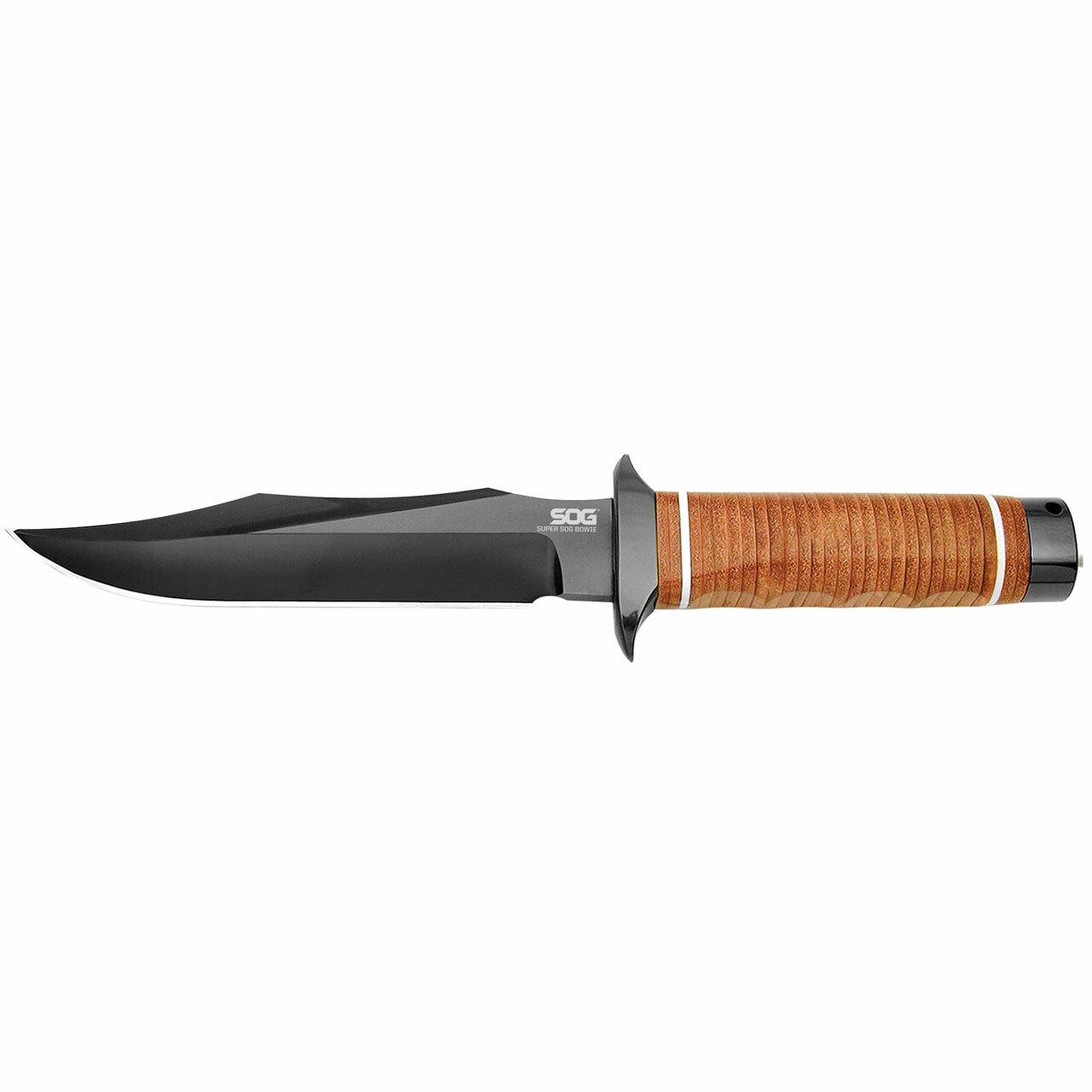 Super SOG Bowie, 7.5", Brown Leather Handle